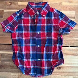 Ralph Lauren Boys 2T Plaid Cotton Poplin Short-Sleeve Shirt